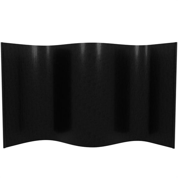 4 ft. Short Bamboo Wave Black Room Divider with Roll-Up Design