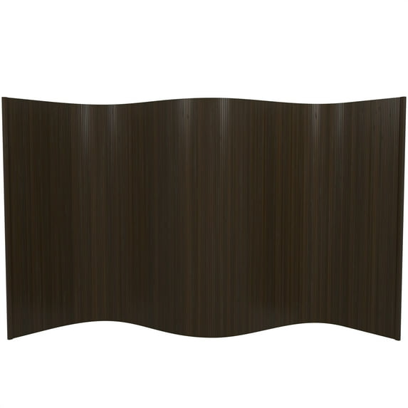 4 ft. Short Bamboo Wave Screen Room Divider in Dark Mocha with Rollup Design