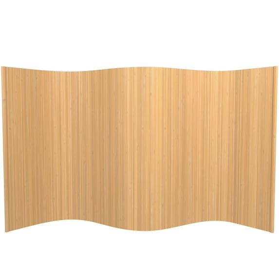 4 ft. Short Honey Bamboo Wave Room Divider Screen with Roll-up Design