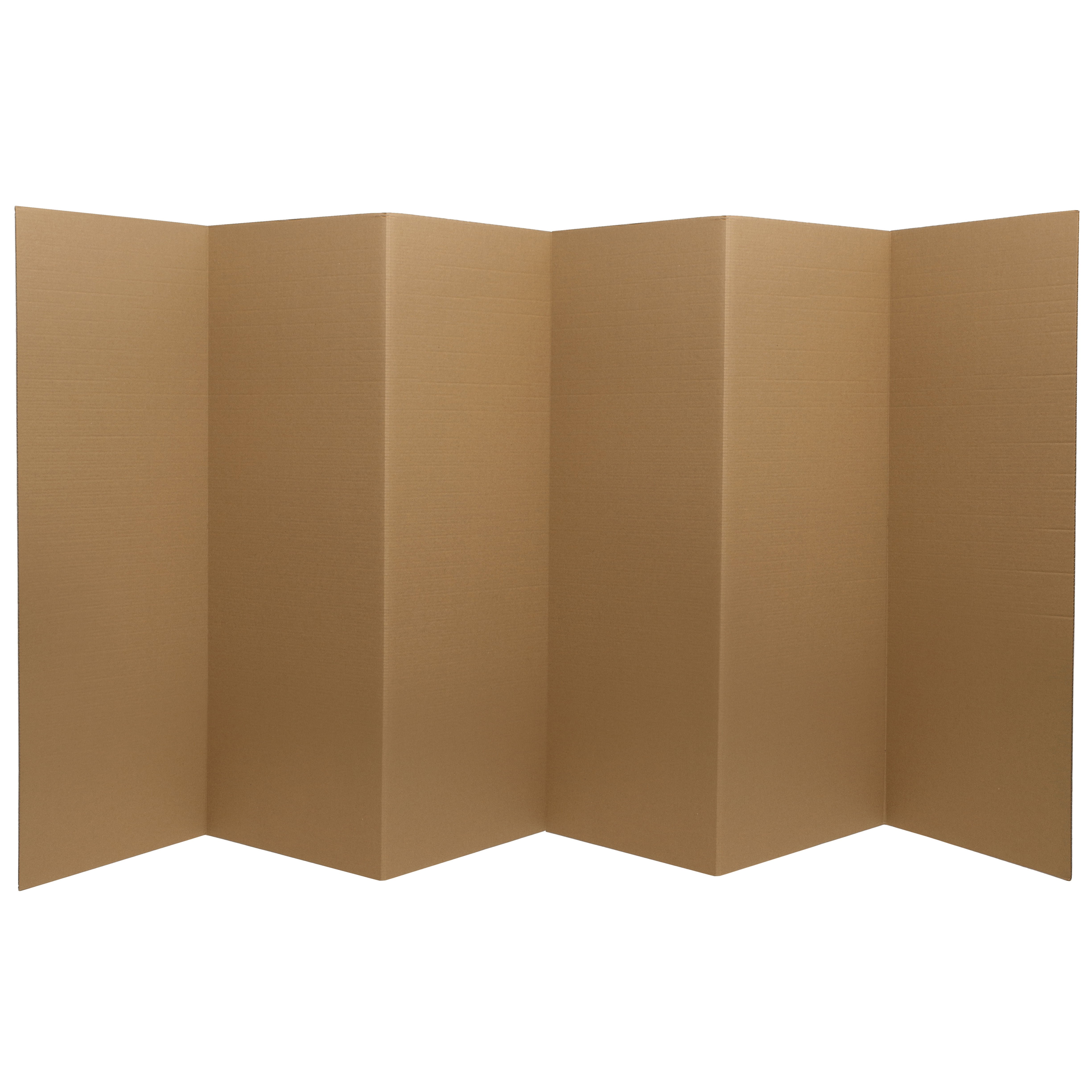 Brown Cardboard Folding Screen Room Divider - 6 Panels