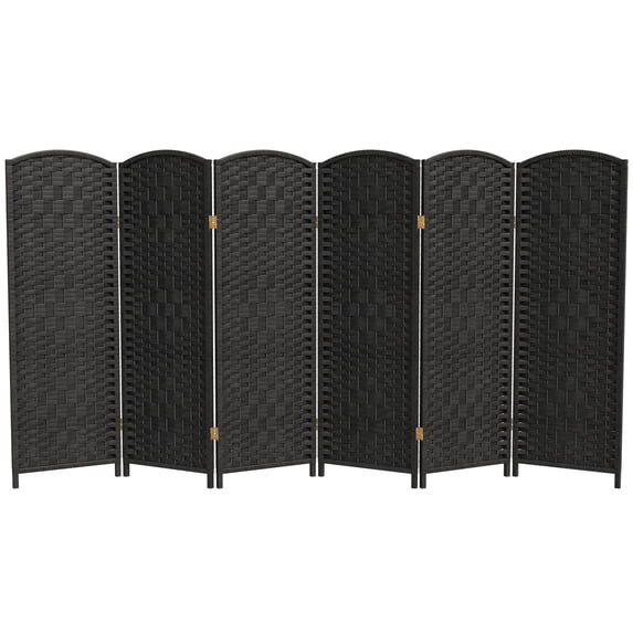 Red Lantern 4 ft. Short Diamond Weave Fiber Folding Screen - Black - 6 Panel