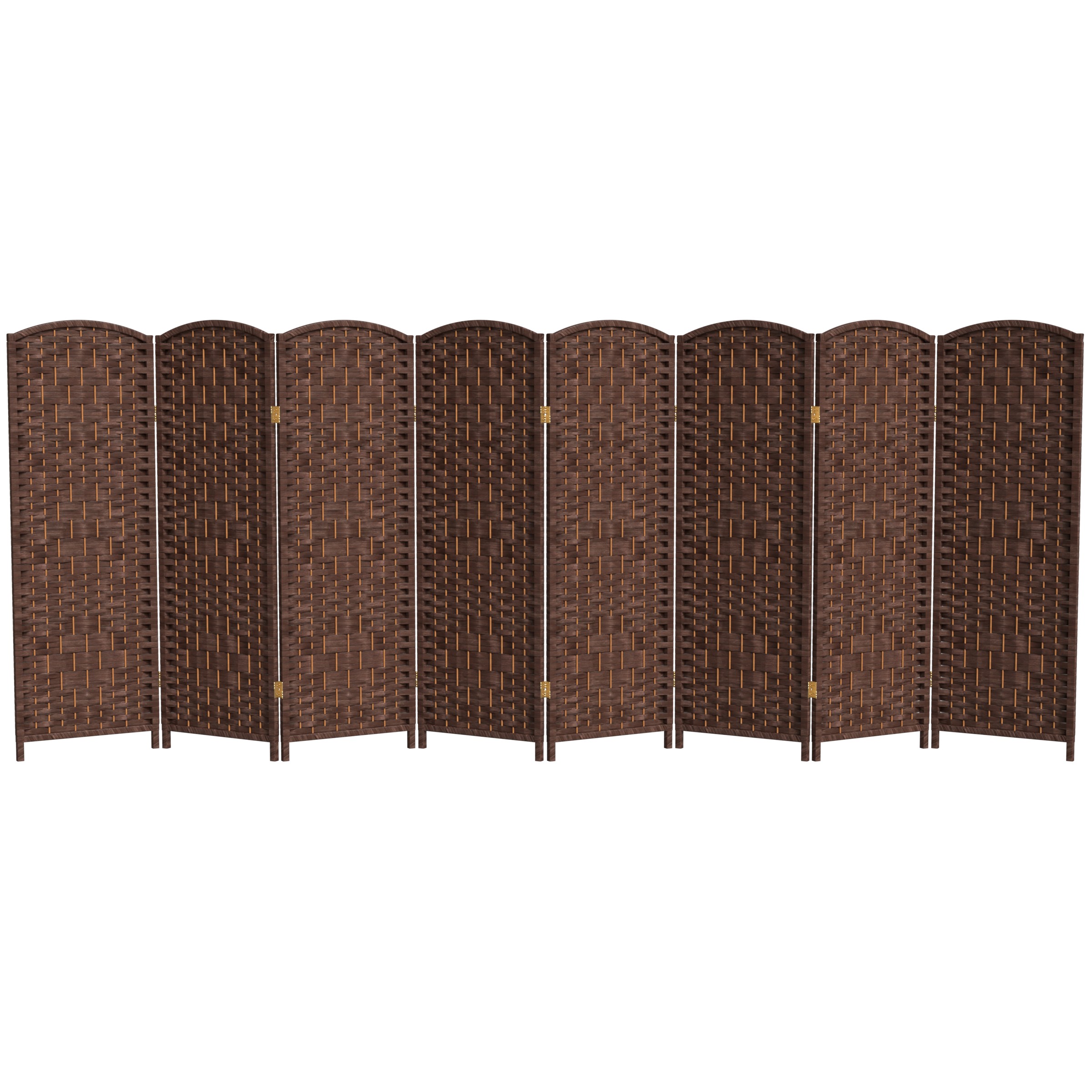 Red Lantern 4 ft. Short Diamond Weave Fiber Folding Screen - Dark Mocha - 8 Panel