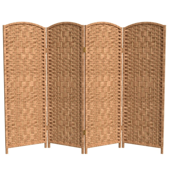 Red Lantern 4 ft. Short Diamond Weave Fiber Folding Screen - Natural - 4 Panel