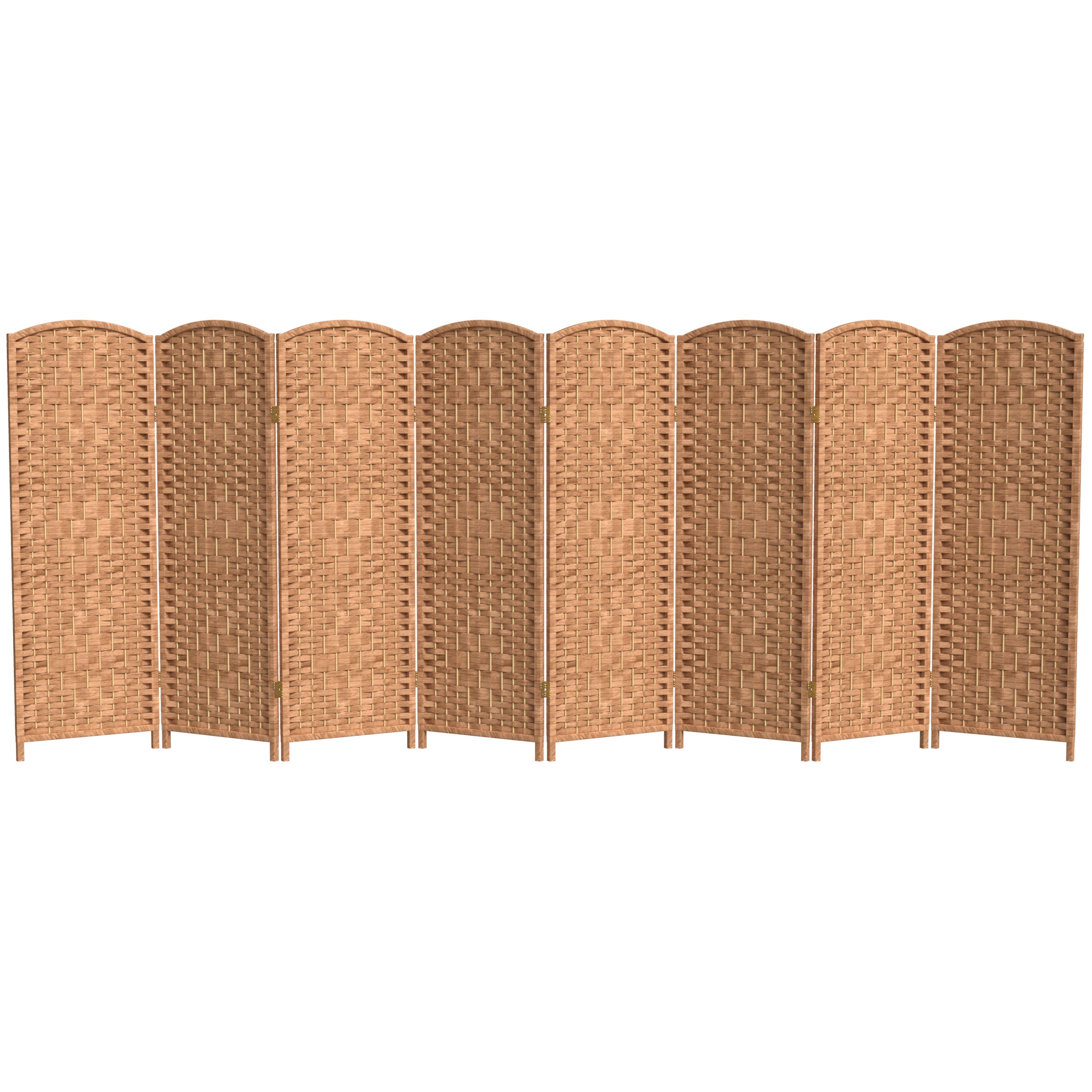 Red Lantern 4 ft. Short Diamond Weave Fiber Folding Screen - Natural - 8 Panel