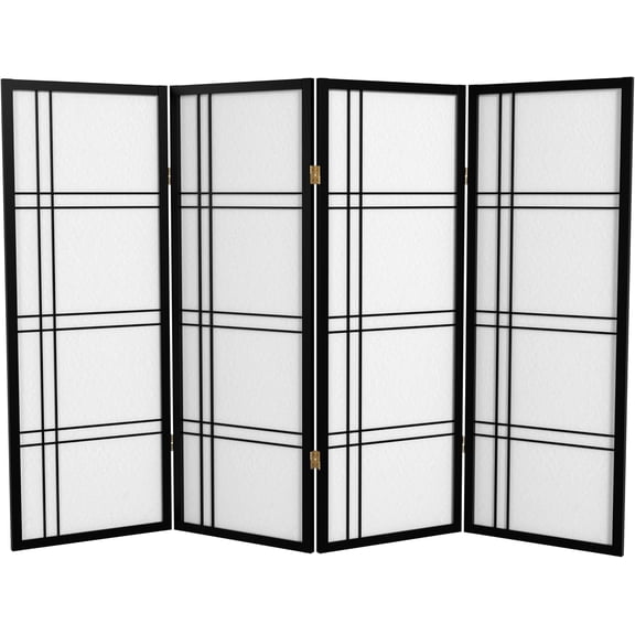 4 ft. Short Double Cross Shoji Screen - Black - 4 Panels