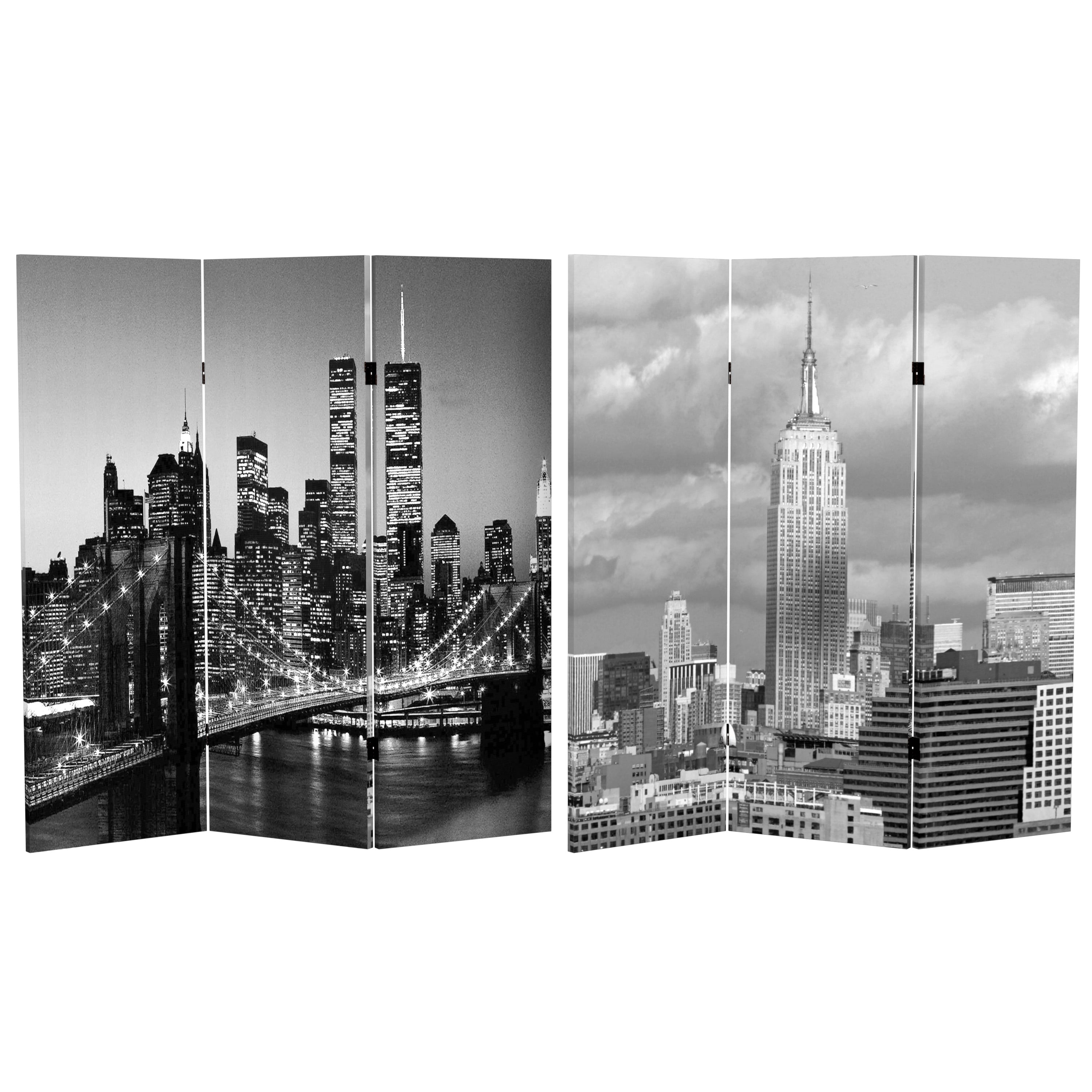 4 ft. Short Double Sided New York Scenes Canvas Folding Screen