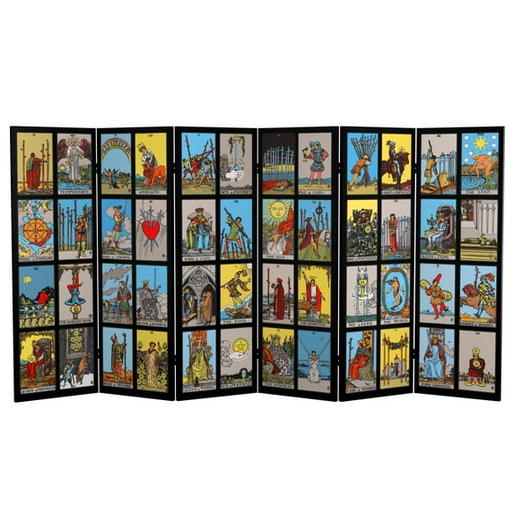 4 ft. Short Double Sided Rider-Waite Tarot Canvas Folding Screen