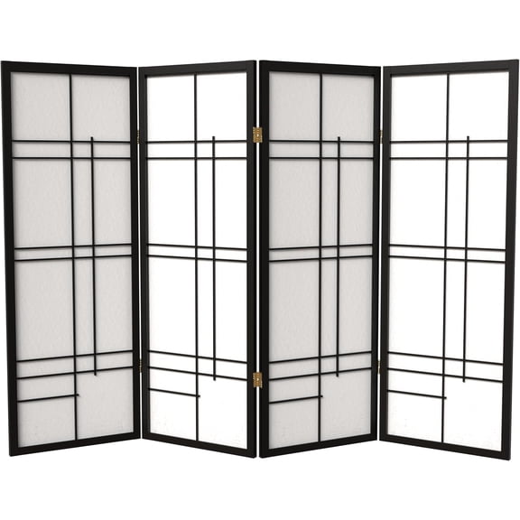 4 ft. Short Eudes Shoji Screen - Black - 4 Panels