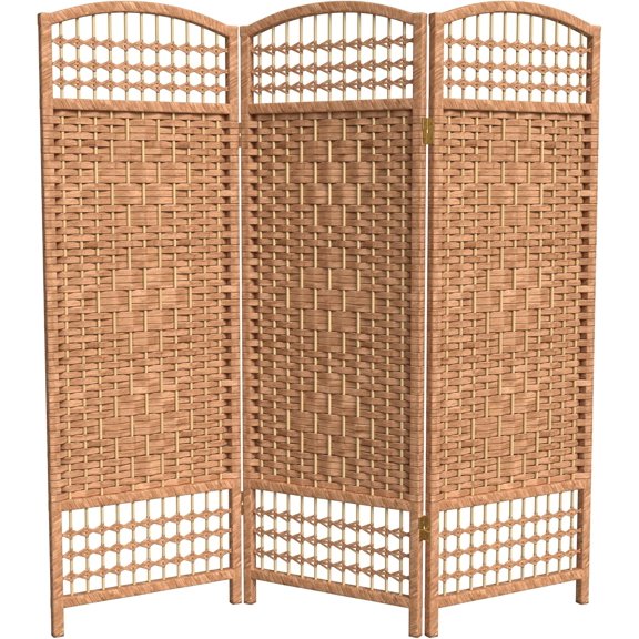 4 ft. Short Fiber Weave Folding Screen - Natural - 3 Panels
