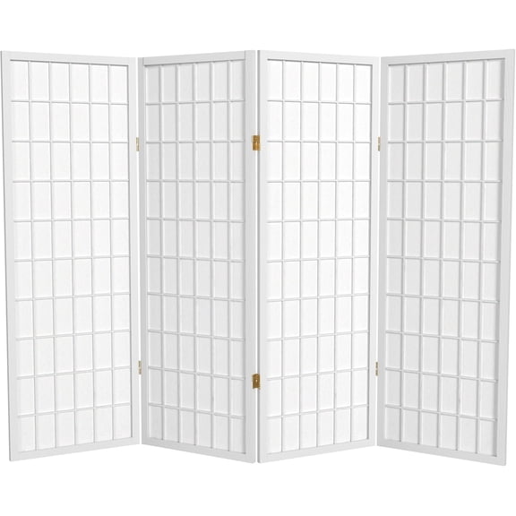 4 ft. Short Window Pane Shoji Screen - White - 4 Panels