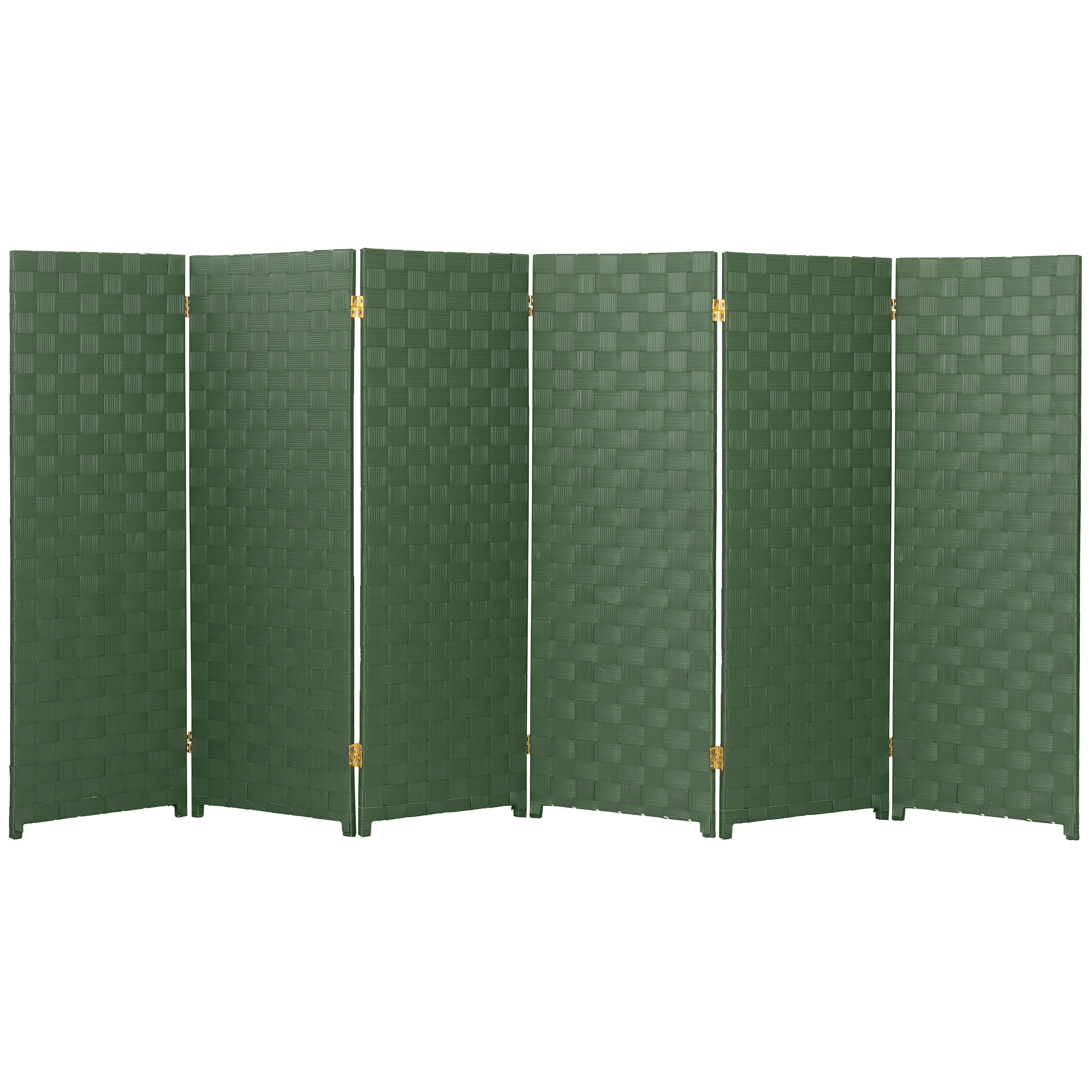 Red Lantern 4 ft. Short Woven Fiber Outdoor All Weather Folding Screen - 6 Panel - Green