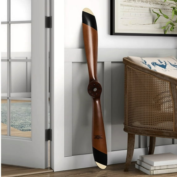 4 ft. Small Sopwith Propeller - Handmade in Solid Wood - Brass Center Disc - Authentic Models AP149