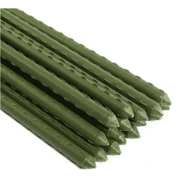 4 ft. Sturdy Steel Garden Stakes Plastic Coated Plant Stakes for Climbing Plants (10-Pack)