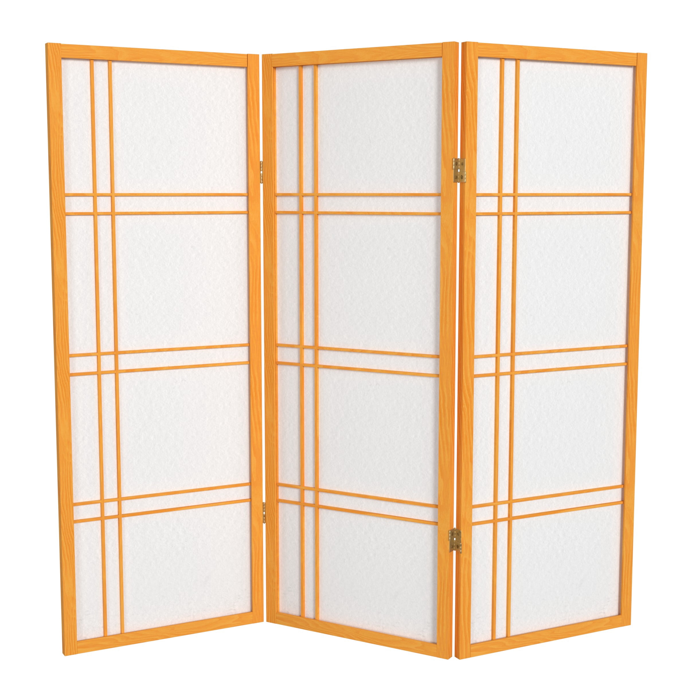 4 ft. Tall Japanese Design Double Cross Lattice Screen - Honey - 3 Panels
