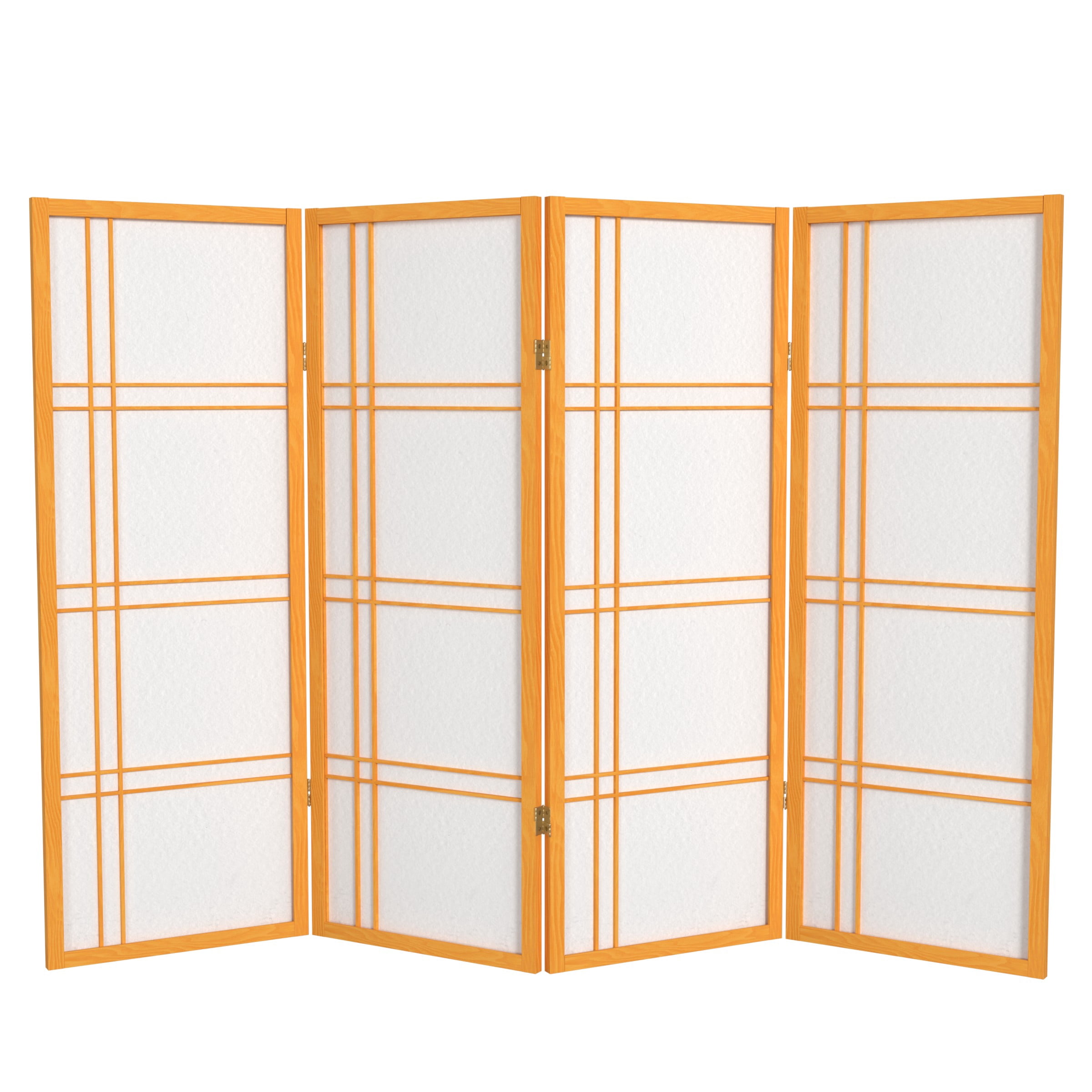 4 ft. Tall Japanese Design Double Cross Lattice Screen - Honey - 4 Panels