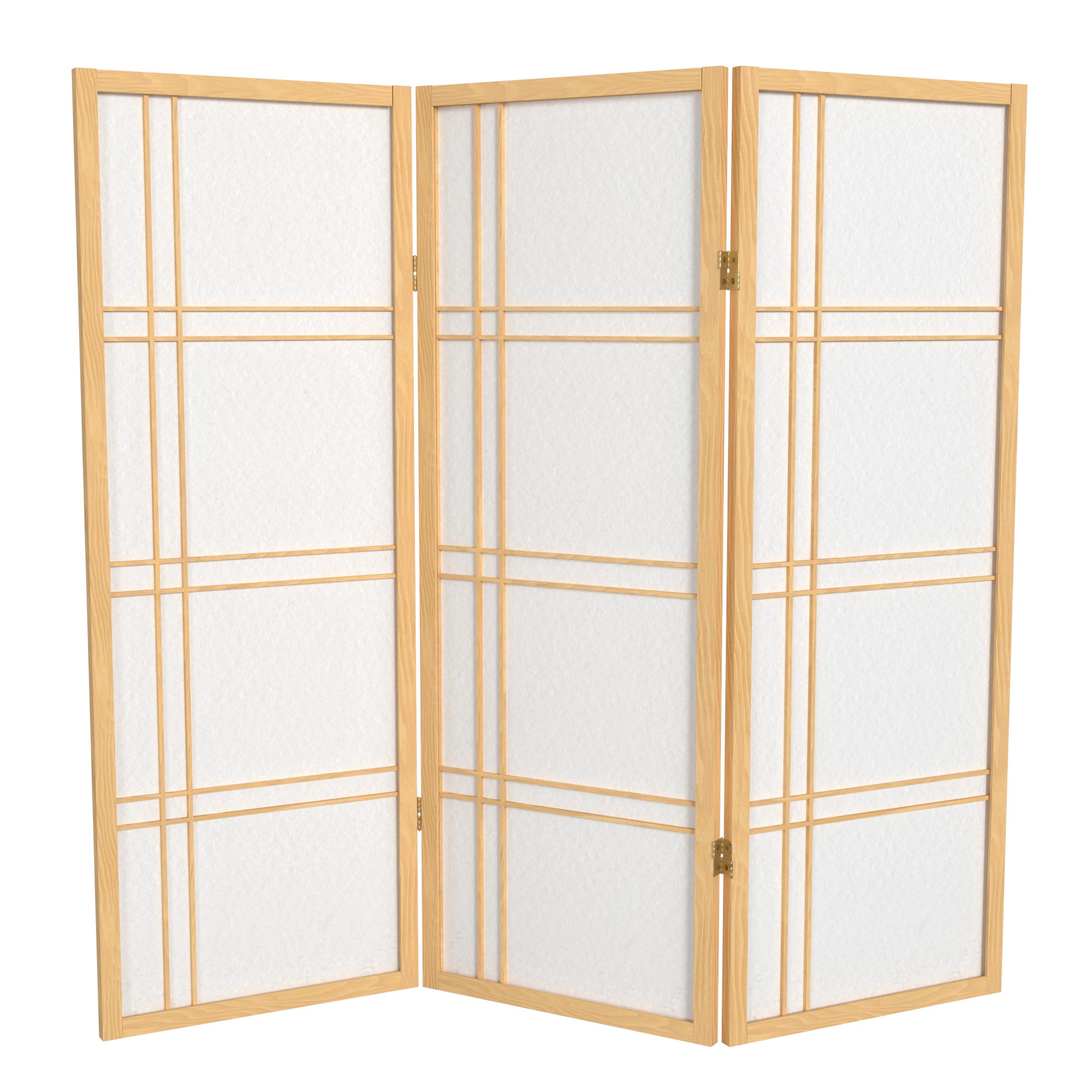 4 ft. Tall Japanese Design Double Cross Lattice Screen - Natural - 3 Panels