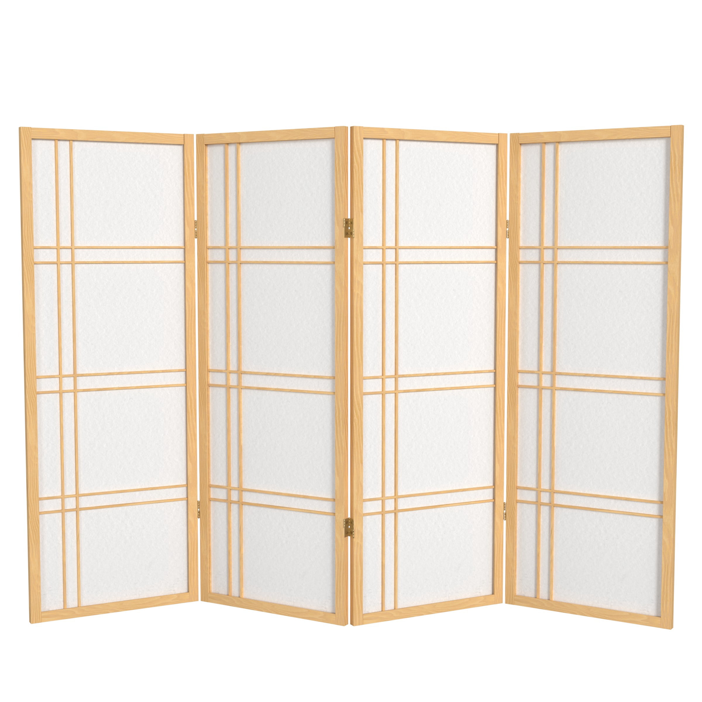4 ft. Tall Japanese Design Double Cross Lattice Screen - Natural - 4 Panels