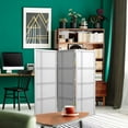 thumbnail image 1 of 4 ft. Tall Japanese Design Double Cross Lattice Screen - White - 3 Panels, 1 of 2
