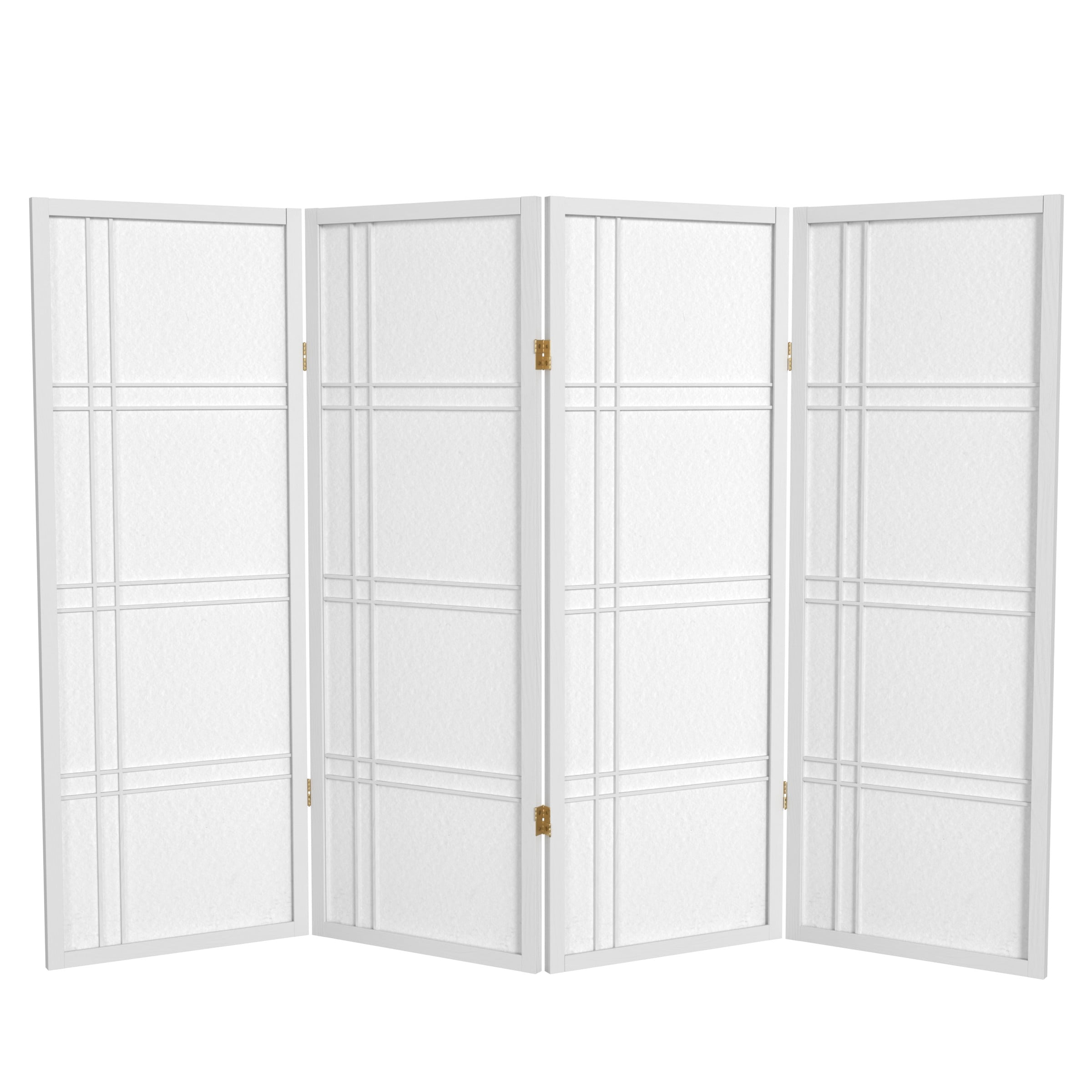 4 ft. Tall Japanese Design Double Cross Lattice Screen - White - 4 Panels