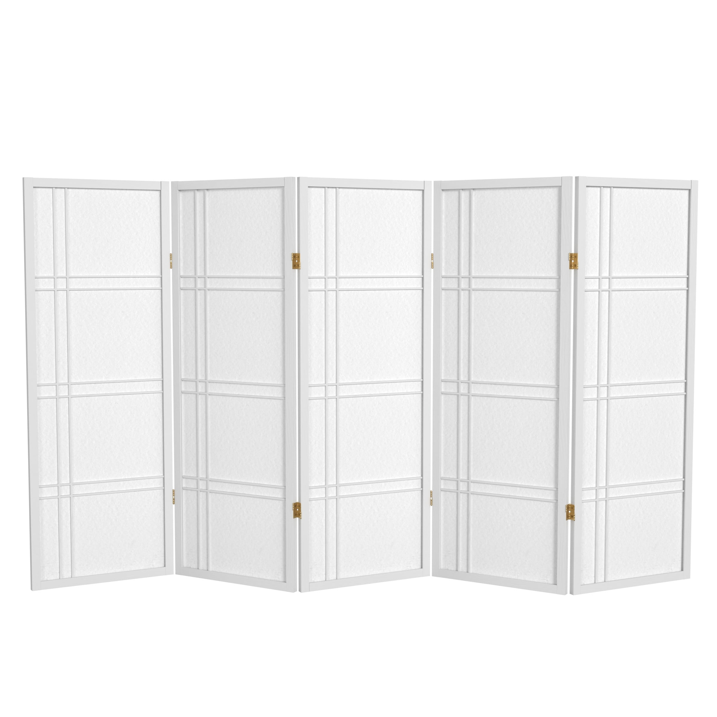 4 ft. Tall Japanese Design Double Cross Lattice Screen - White - 6 Panels