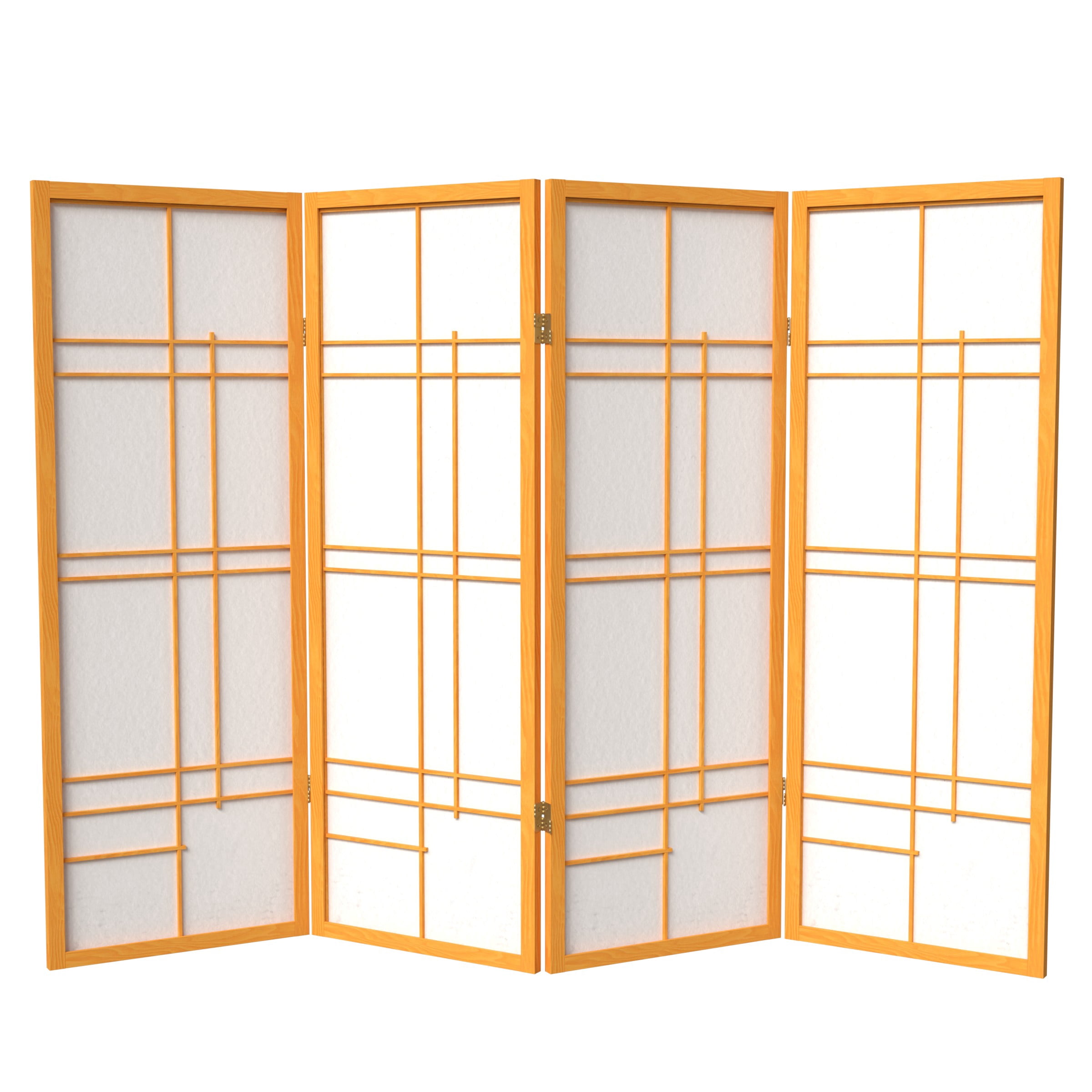 4 ft. Tall Japanese Style Eudes Lattice Folding Screen - Honey - 4 Panels
