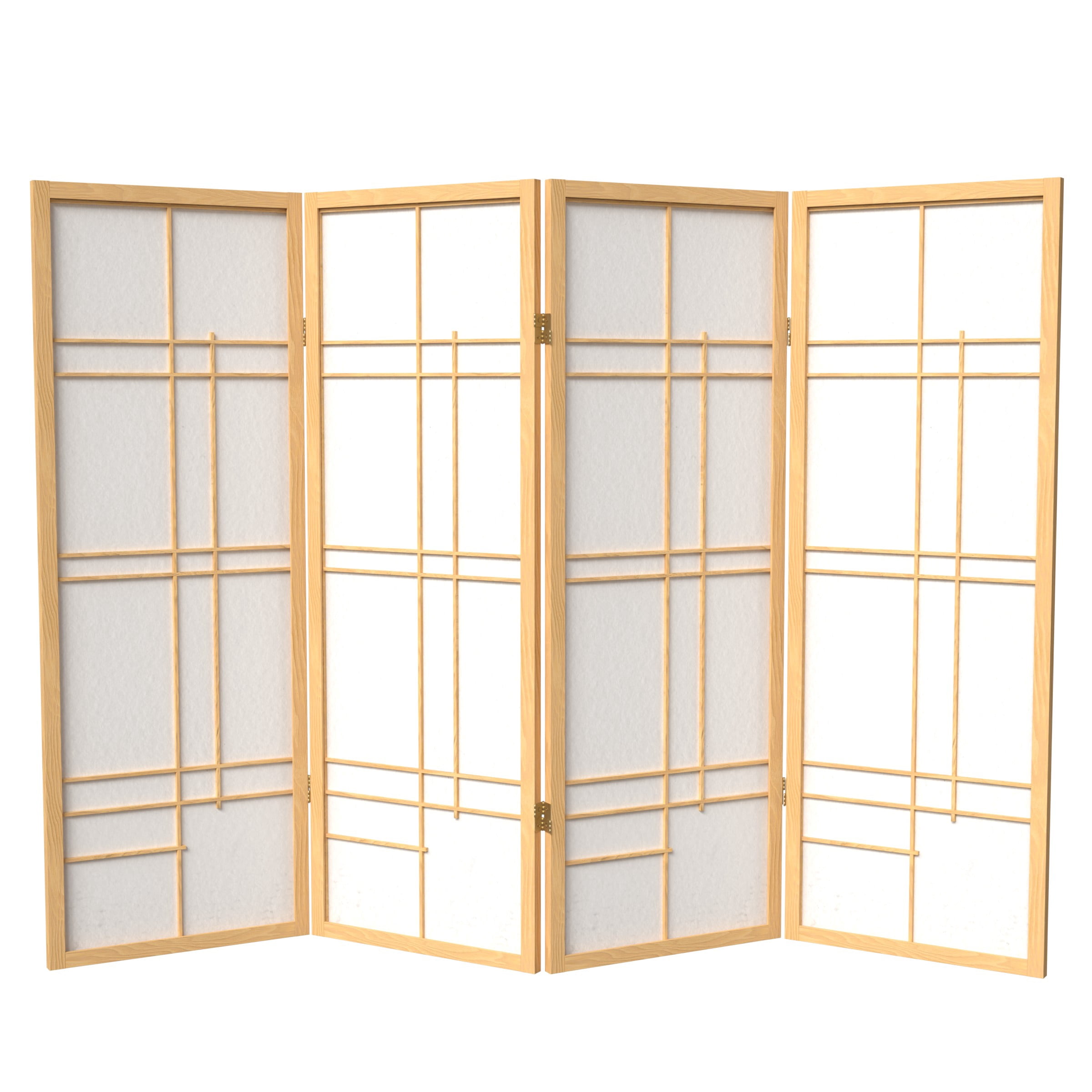 4 ft. Tall Japanese Style Eudes Lattice Folding Screen - Natural - 4 Panels