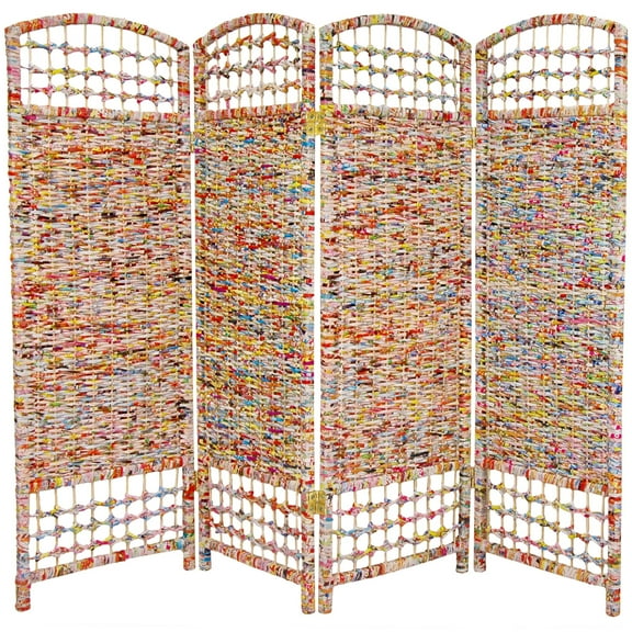 4 ft. Tall Origami Style Recycled Chinese Magazine Room Divider - 4 Panels