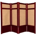 thumbnail image 1 of 4 ft. Tall Premium Wood and Woven Jute Shoji Screen - 4 Panel - Rosewood, 1 of 1