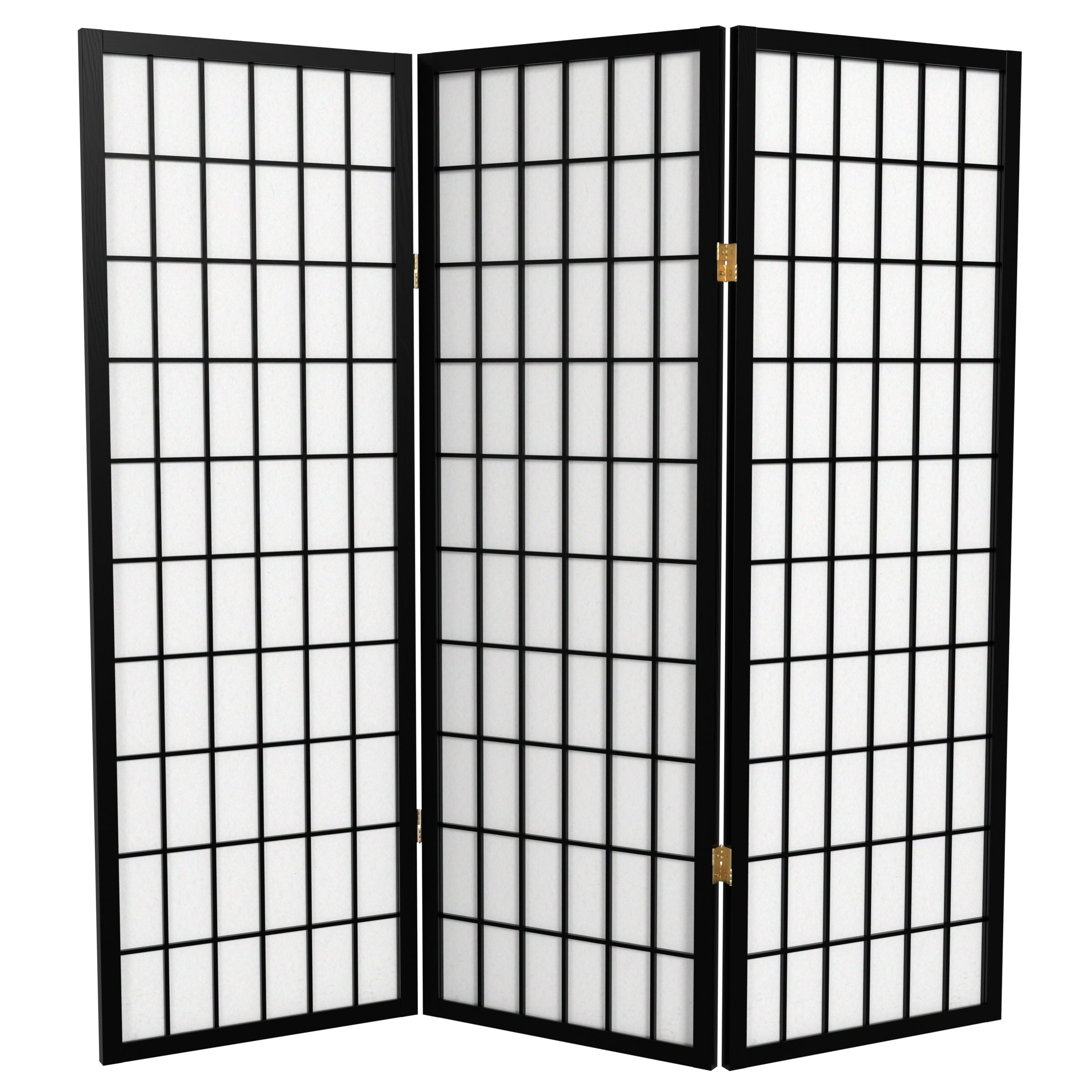 4 ft. Tall Window Pane Shoji Screen - Black - 3 Panels