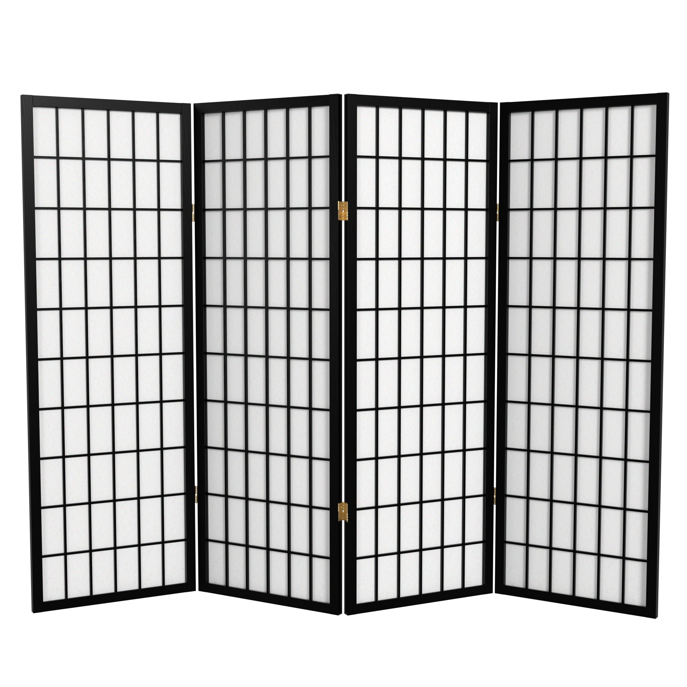 4 ft. Tall Window Pane Shoji Screen - Black - 4 Panels