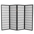 thumbnail image 1 of 4 ft. Tall Window Pane Shoji Screen - Black - 4 Panels, 1 of 7