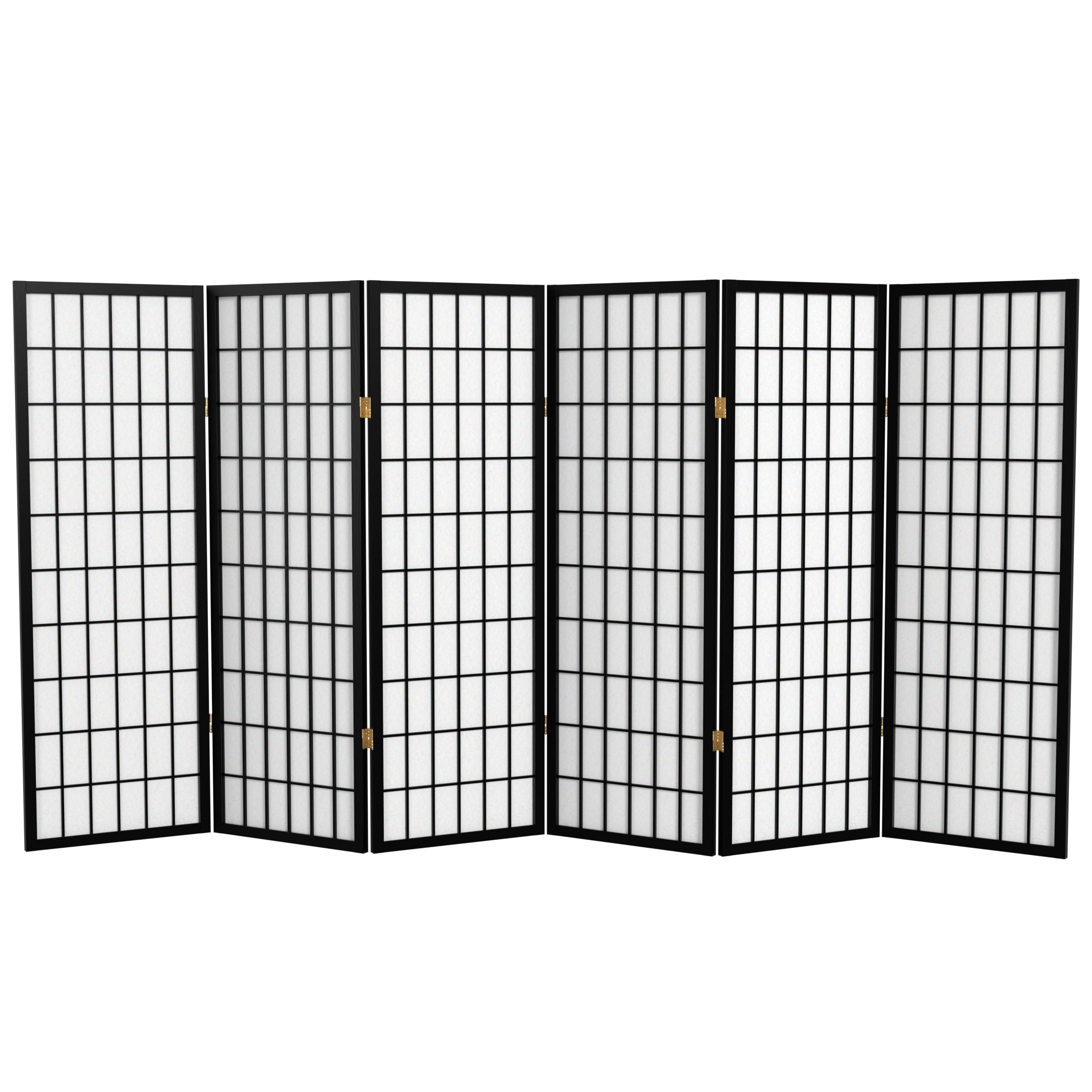4 ft. Tall Window Pane Shoji Screen - Black - 6 Panels