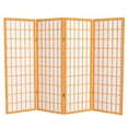 thumbnail image 1 of 4 ft. Tall Window Pane Shoji Screen - Honey - 4 Panels, 1 of 7