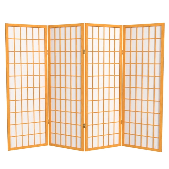 4 ft. Tall Window Pane Shoji Screen - Honey - 4 Panels
