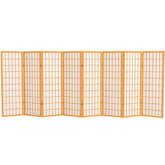 4 ft. Tall Window Pane Shoji Screen - Honey - 8 Panels