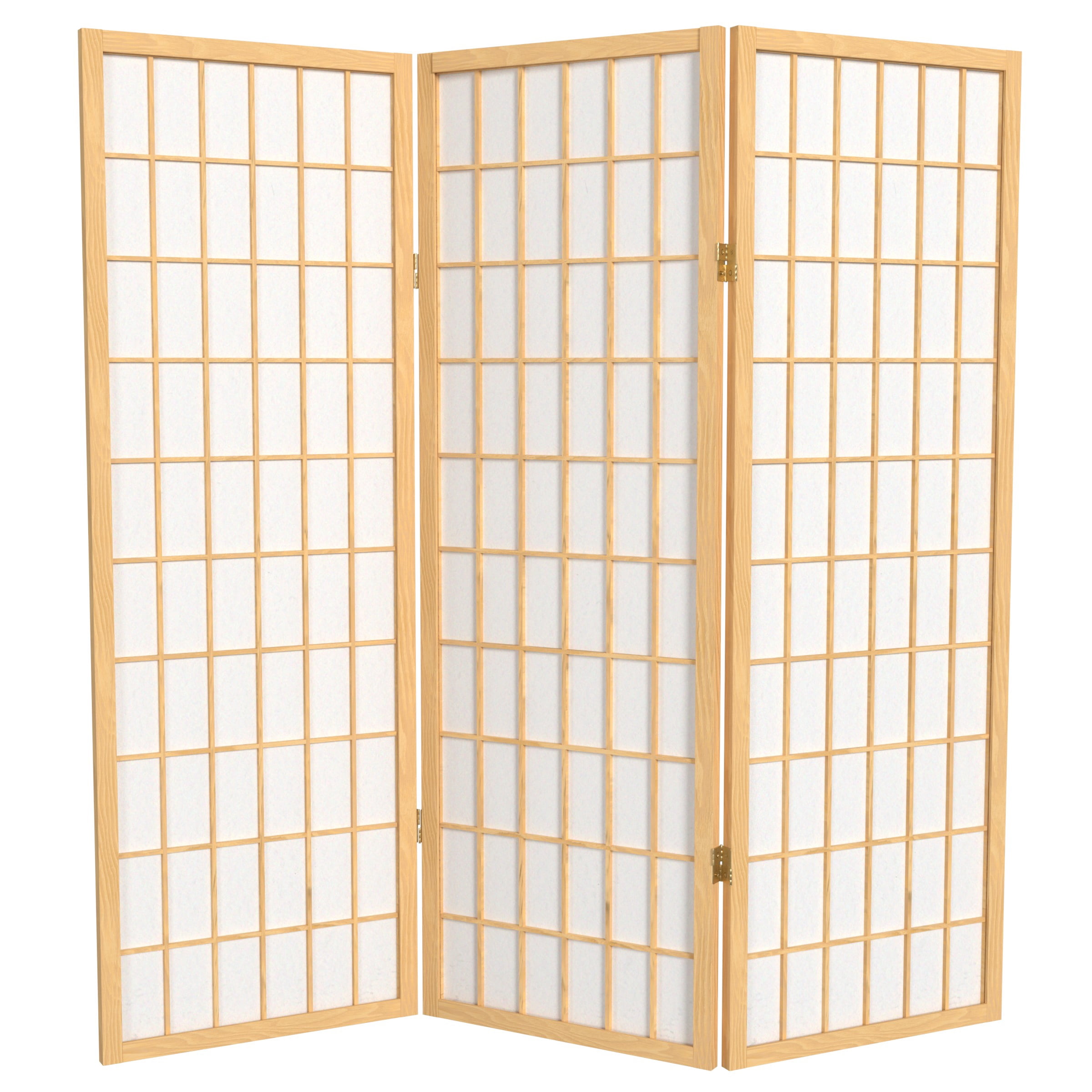 4 ft. Tall Window Pane Shoji Screen - Natural - 3 Panels