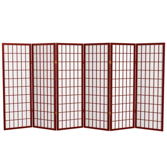 4 ft. Tall Window Pane Shoji Screen - Rosewood - 6 Panels