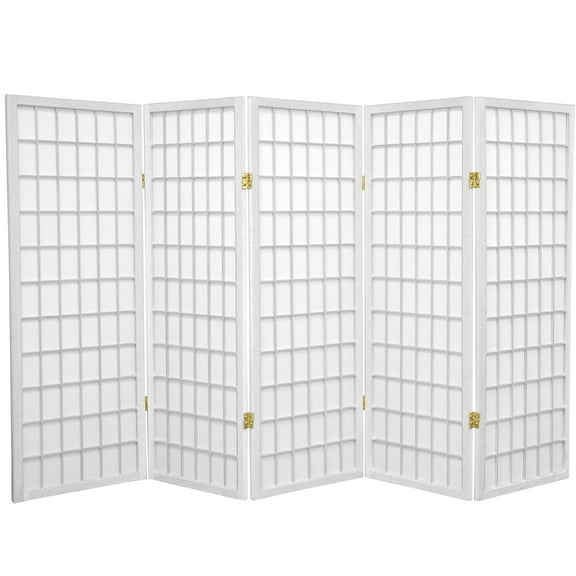 4 ft. Tall Window Pane Shoji Screen - White - 5 Panels