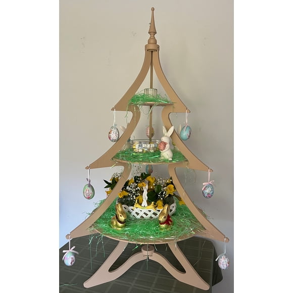 A Treasured Tree Christmas Tree Traditional Baltic Birch with Three Shelves 4 ft