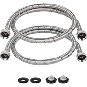 4 ft Washing Machine Hoses 2 Pack 3/4" FHT Stainless Steel Washer Hoses, 304 Braided Stainless Steel Hot and Cold Water Connection Inlet Supply Lines for Washer