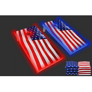 4 ft. X 2 ft. Wood Cornhole Bag Toss Boards w/ Color-Changing LED Lights & 8 All-Weather Bags - USA Edition
