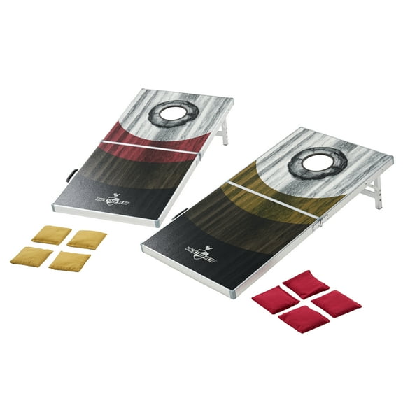 Backyard Hero 4 ft x 2 ft Cornhole Beanbag Toss Game Set with LED Light up Ring, Aluminum Frame, Water Resistant Boards, and ACA Bean Bags