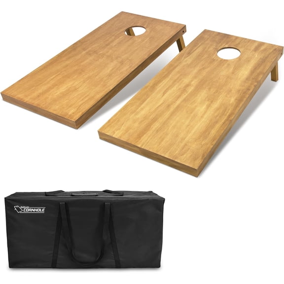 4 ft x 2 ft Regulation Size Wooden Cornhole Boards Set - Includes Carrying Case - Full Regulation Size Bean Bag Toss Boards