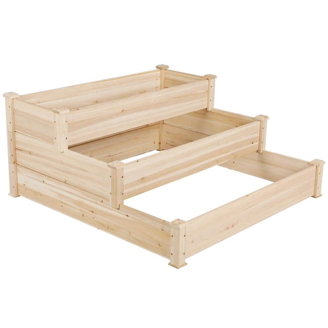 4 ft. x 4 ft. 3 Tier Wooden Raised Garden Bed Planter Kit for Flowers