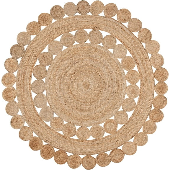 4 ft. x 4 ft. Primary Color Braided Jute Rug Round Area Rug For Home Decor
