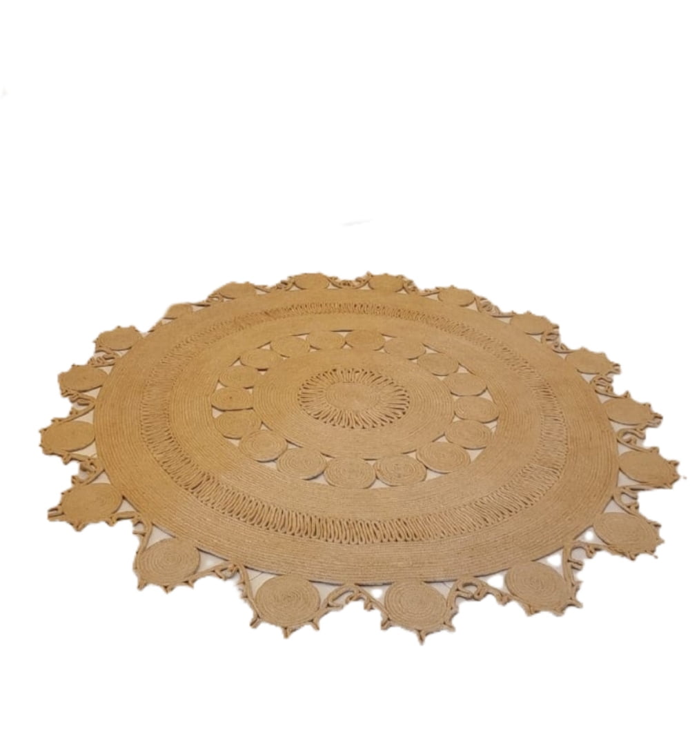 4 ft. x 4 ft. Primary Color Round Braided Jute Rug Area Rug For Home Decor