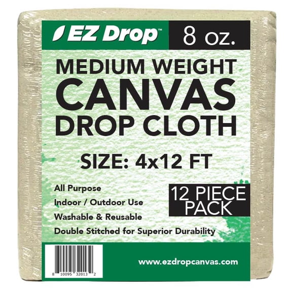 4 ft. x 5 ft. Canvas Dropcloth - 8 oz. - 12 pack