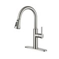 thumbnail image 1 of Boyel Living 4-function Single Handle Kitchen Faucet with Pull -down Spout,Kitchen Sink Faucets with Base Plate Suit to 1 or 3 Holes in Brushed Nickel, 1 of 9