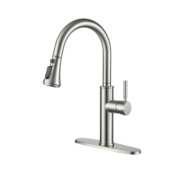 Boyel Living 4-function Single Handle Kitchen Faucet with Pull -down Spout,Kitchen Sink Faucets with Base Plate Suit to 1 or 3 Holes in Brushed Nickel
