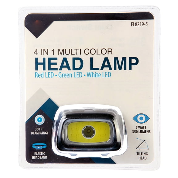 4 in 1 350 Lumen Multi Color Tilting Head Lamp Camping Garden Hiking